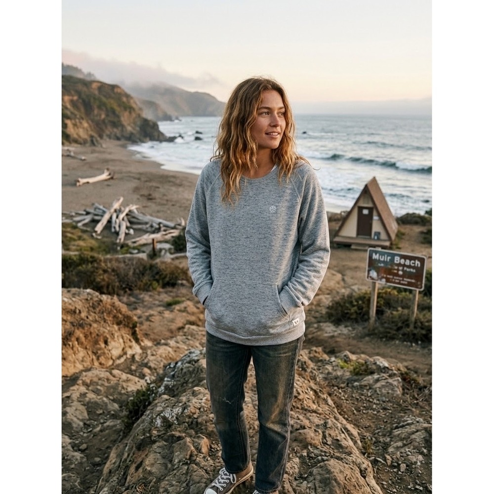 Marine Layer Mens XXL Heather Grey Raglan Fleece Sweatshirt Pullover Made in USA